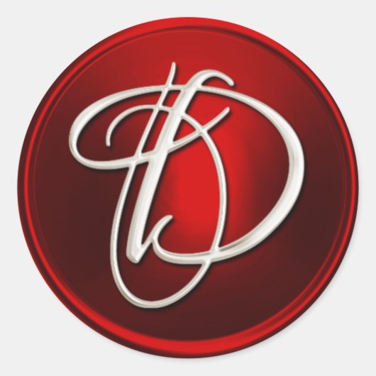 Zilveren D Enveloppe-Zegel met Monogram Ronde Sticker (Voorkant)
