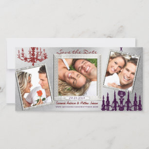 Zilveren Damask Kroonluchter Rood & Pruim Save The Date