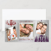 Zilveren Damask Kroonluchter Rood & Pruim Save The Date (Voorkant / Achterkant)