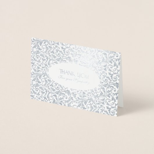  zilveren Damask Sympathy Bedankt Folie Kaarten (Voorkant)