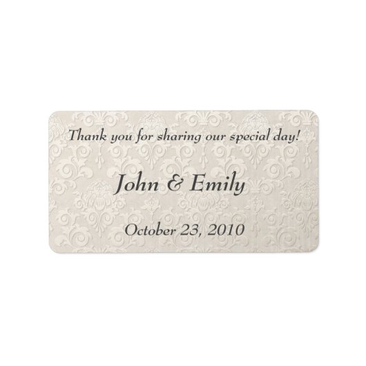 Zilveren Damask Wedding Favor Labels (Voorkant)
