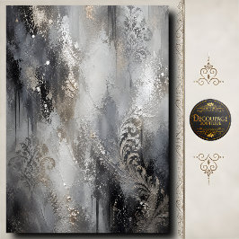 Zilveren Damast Decoupage Elegante Abstracte Kunst Tissuepapier