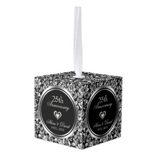Zilveren damast en hart- zilver Jubileum Decoratie