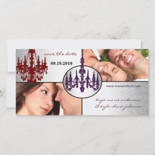 Zilveren Damast Kroonluchter Save The Date Foto