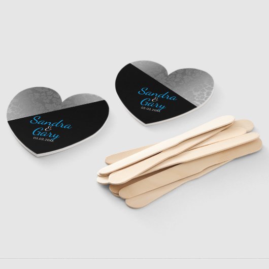 Zilveren damast patroon handwaaier (Niet-gemonteerd)