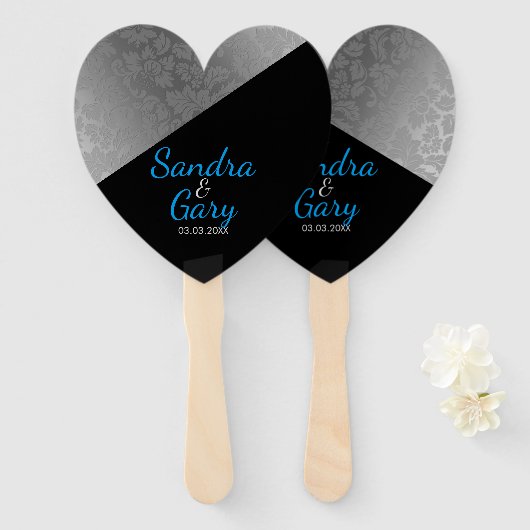 Zilveren damast patroon handwaaier (Voorkant en achterkant)