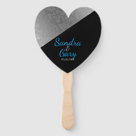 Zilveren damast patroon handwaaier