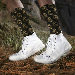 Zilveren Damast Schedel Luxe Zwarte Gotische Hallo Sokken