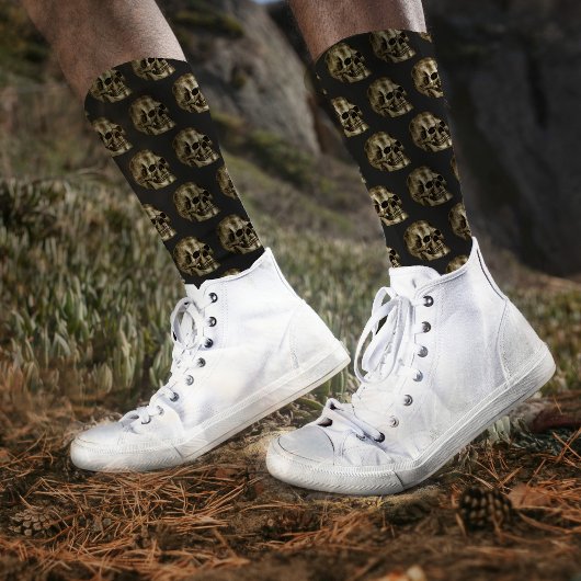 Zilveren Damast Schedel Luxe Zwarte Gotische Hallo Sokken