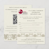 Zilveren Damast Seminar Evenement, QR Code Donatie Kaart (Voorkant / Achterkant)