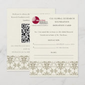 Zilveren Damast Seminar Event, QR Code Donatie Kaart (Voorkant / Achterkant)