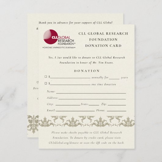 Zilveren Damast Seminarie-evenement, QR-code-donat Kaart (Voorkant / Achterkant)