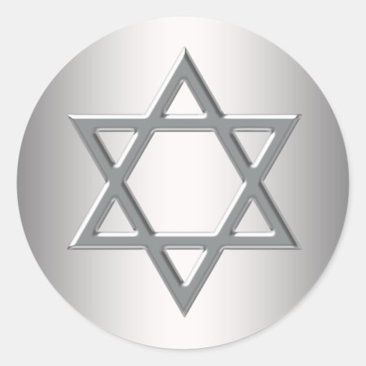 Zilveren Davidsterstickers Ronde Sticker (Voorkant)