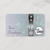 Zilveren Decor Lichtblauw Parel Glitter Logo Jewel Visitekaartje (Voorkant)