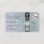 Zilveren Decor Lichtblauw Parel Glitter Logo Jewel Visitekaartje (Achterkant)