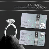 Zilveren Decor Lichtblauw Parel Glitter Logo Jewel Visitekaartje