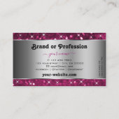 Zilveren Decor Roze Glitter Vonk Sterren Stijlvol Visitekaartje (Achterkant)