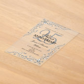 Zilveren Decoratie 25e Huwelijksverjaardag Acryl Uitnodigingen (Laagn)