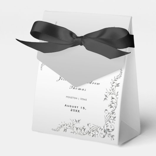 Zilveren decoratie bruiloft bedankdoosjes (Voorkant Zijde)