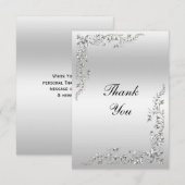 Zilveren decoratie bruiloft bedankkaart (Voorkant / Achterkant)