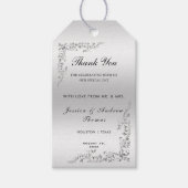 Zilveren decoratie bruiloft cadeaulabel (Voorkant)