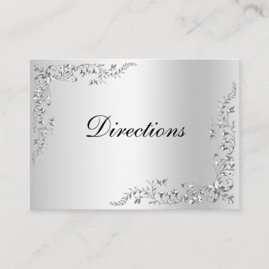 Zilveren decoratie bruiloft informatiekaartje (Voorkant)