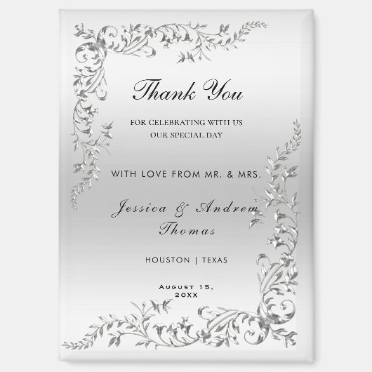 Zilveren decoratie bruiloft magneet (Voorkant)