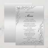 Zilveren decoratie bruiloft menu (Voorkant / Achterkant)