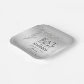 Zilveren decoratie bruiloft papieren bordje (Gebogen)