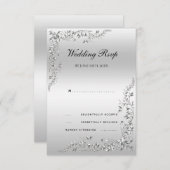 Zilveren decoratie bruiloft RSVP kaartje (Voorkant / Achterkant)