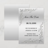 Zilveren decoratie bruiloft save the date (Voorkant / Achterkant)