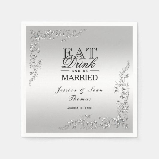 Zilveren decoratie bruiloft servet (Voorkant)