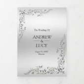 Zilveren Decoratie QR Code Fotobruiloft Drieluik Uitnodiging (Cover)