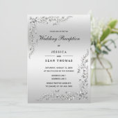 Zilveren Decoratie Trouwreceptie Kaart (Staand voorkant)