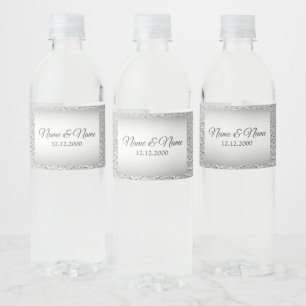 Zilveren decoratieve waterfleslabel waterfles etiket