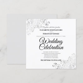 Zilveren Delicate Filigraan Elegant Vierkante Brui Kaart