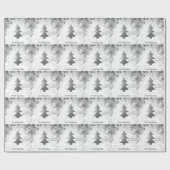 Zilveren dennenboom, ballen Vrolijk Kerstfeest Cadeaupapier (Vlak)