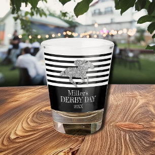 Zilveren Derby Day Racehorse Zwart Wit Strepen Shot Glas