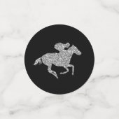 Zilveren Derby-renpaard op zwart Confetti (Kleine voorkant)