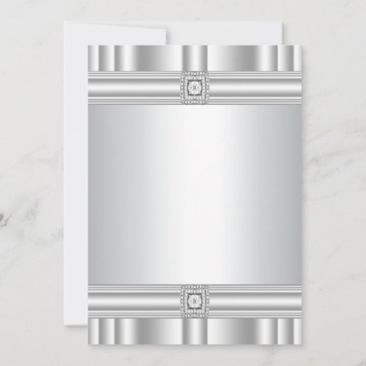 Zilveren Diamant 25e Verjaardagsfeestje Kaart (Achterkant)