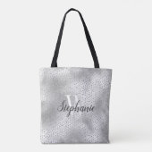 Zilveren diamant glitter confetti patroon monogram tote bag (Achterkant)