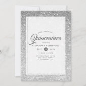 Zilveren Diamant Glitter Elegant Quinceañera Kaart (Voorkant)
