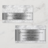 Zilveren Diamant Metaal Elegant Aanpassen Glitter Visitekaartje (Voorkant / Achterkant)