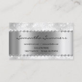 Zilveren Diamant Metaal Elegant Aanpassen Glitter Visitekaartje (Achterkant)