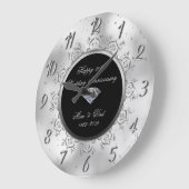 Zilveren diamant swirls 50ste huwelijksverjaardag grote klok (Hoek)