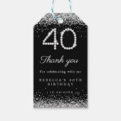 Zilveren Diamanten 40e Verjaardag Party Dank u Cadeaulabel (Voorkant)