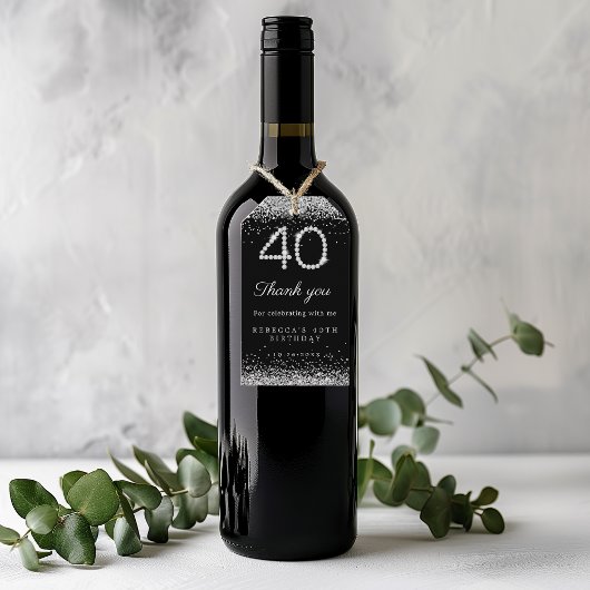 Zilveren Diamanten 40e Verjaardag Party Dank u Cadeaulabel
