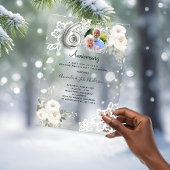Zilveren diamanten bloemen 60e trouwdag acryl uitnodigingen