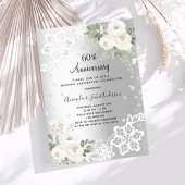 Zilveren diamanten bloemen 60e trouwdag kaart