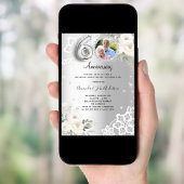 Zilveren diamanten bloemen 60e trouwdag kaart